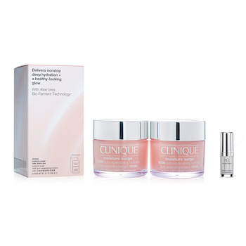 Clinique Clinique Moisture Surge 100H Auto-Replenishing Hydrator (Jumbo Size) Duo Pack 2x200ml X Natural Beauty Hydrating Radiant Eye Concentrate (Exp Date: 02/2026) 15ml