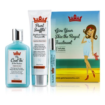 Shaveworks Skin Royalty Signature Kit: Shave Cream 150g + Targeted Gel Lotion 156ml + Post-Wax Rollerball 10ml